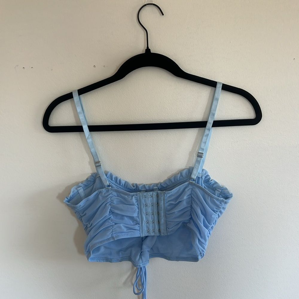 Light Blue Ruched Crop Top - Picture 2 of 2
